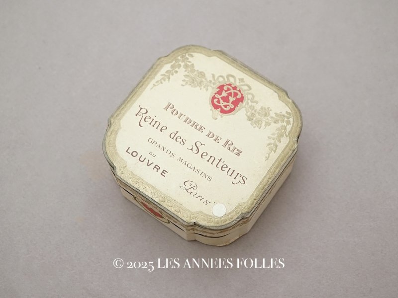 画像1: アンティーク 薔薇＆リボンのガーランド パウダーボックス ルーブル百貨店 POUDRE DE RIZ REINE DES SENTEURS - GRANDS MAGASINS DU LOUVRE PARIS -