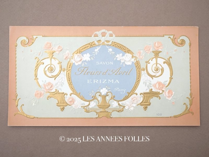 画像1: アンティーク ソープラベル 薔薇のガーランド FLEURS D'AVRIL - ERIZMA PARIS -　