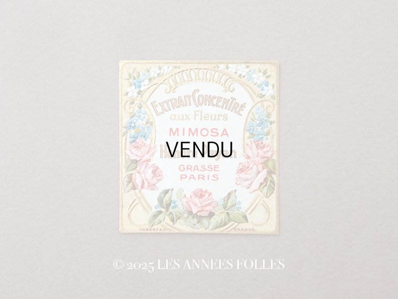 画像1: アンティーク 草花のパフュームラベル EXTRAIT CONCENTRE AUX FLEURS MIMOSA - HONORE PAYAN -