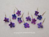 アンティーク 勿忘草の小さな布花 マーブル 11ピースのセット 約13mm