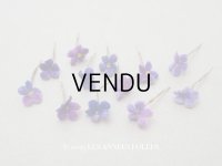 アンティーク 勿忘草の小さな布花 マーブル 12ピースのセット 約13mm