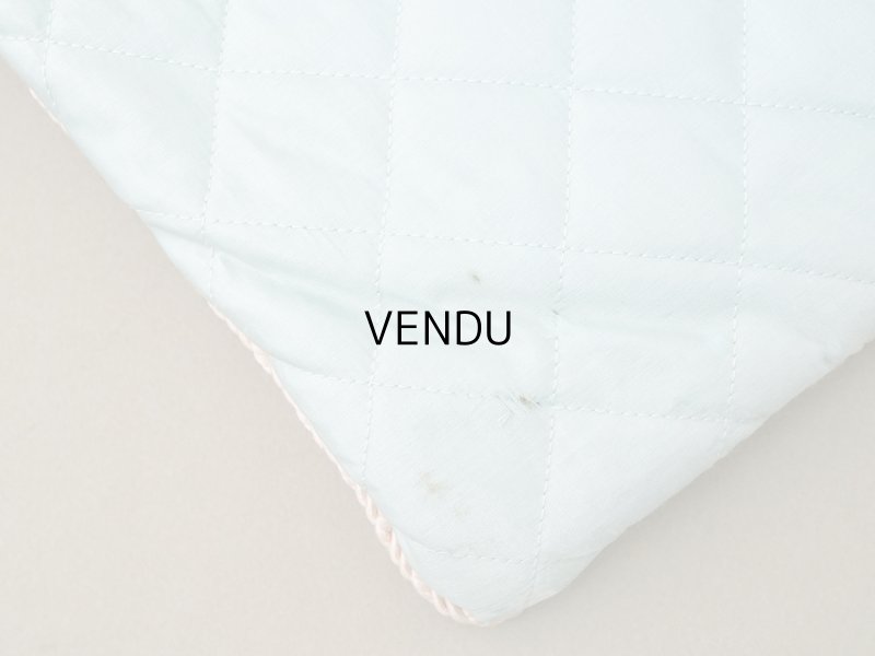 画像23: アンティーク ハンキーケース モノグラム＆草花のホワイトワーク ハンカチ用ポシェット シルクサテン＆レース 