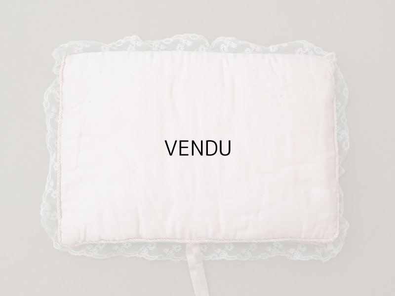 画像18: アンティーク ハンキーケース モノグラム＆草花のホワイトワーク ハンカチ用ポシェット シルクサテン＆レース 