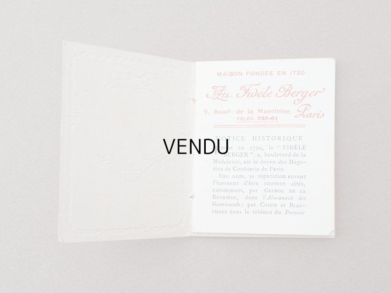 画像4: 1911年 アンティーク ショコラティエの小さなカレンダーのカルネ  - AU FIDELE BERGER PARIS -