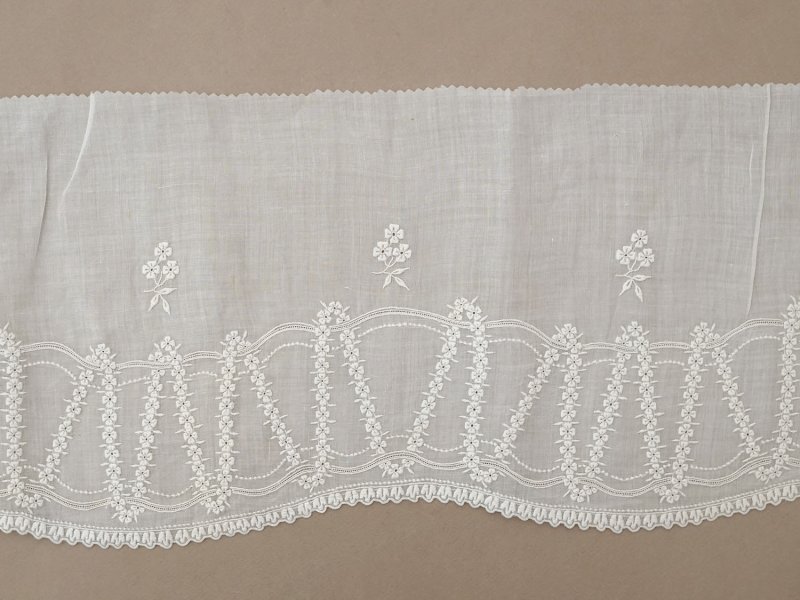 画像3: 1900年頃 アンティーク 幅広レース ホワイトワーク 花刺繍 22cm幅