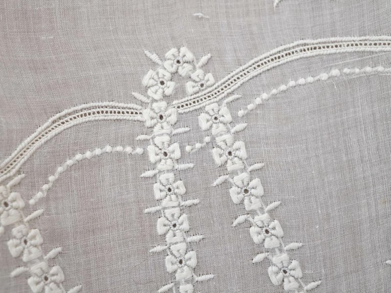 画像6: 1900年頃 アンティーク 幅広レース ホワイトワーク 花刺繍 22cm幅