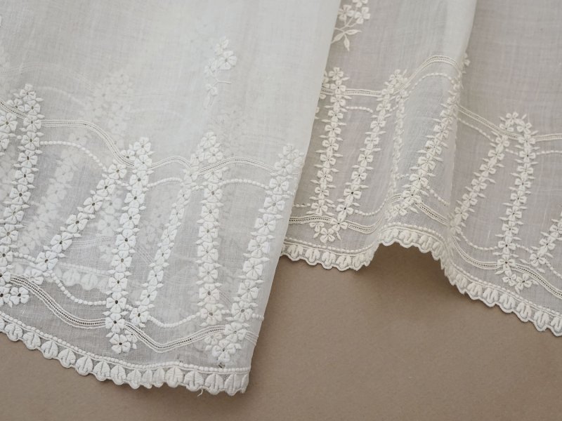 画像12: 1900年頃 アンティーク 幅広レース ホワイトワーク 花刺繍 22cm幅