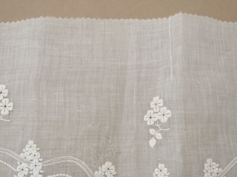 画像10: 1900年頃 アンティーク 幅広レース ホワイトワーク 花刺繍 22cm幅