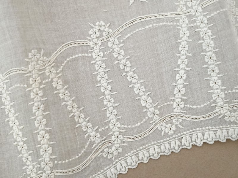 画像5: 1900年頃 アンティーク 幅広レース ホワイトワーク 花刺繍 22cm幅