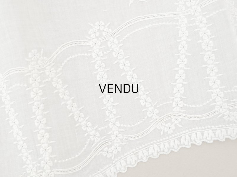 画像5: 1900年頃 アンティーク 幅広レース ホワイトワーク 花刺繍 22cm幅 