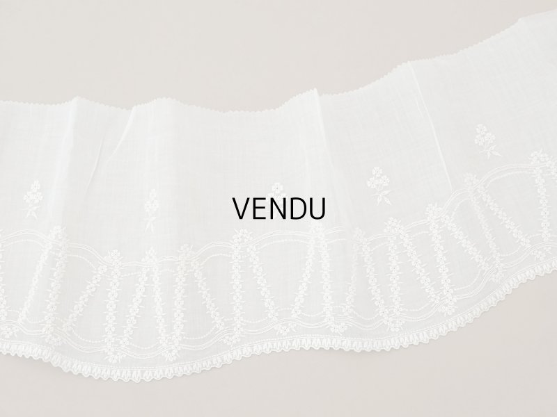 画像2: 1900年頃 アンティーク 幅広レース ホワイトワーク 花刺繍 22cm幅 