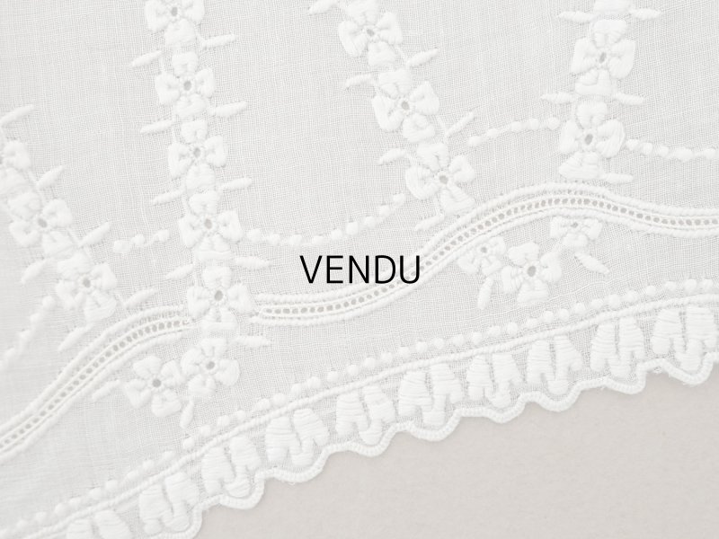 画像7: 1900年頃 アンティーク 幅広レース ホワイトワーク 花刺繍 22cm幅 