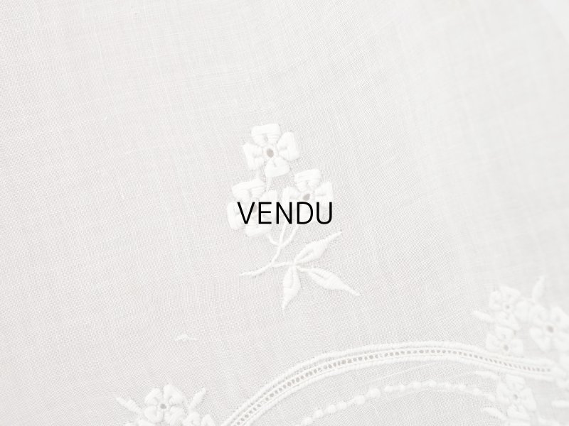 画像4: 1900年頃 アンティーク 幅広レース ホワイトワーク 花刺繍 22cm幅 