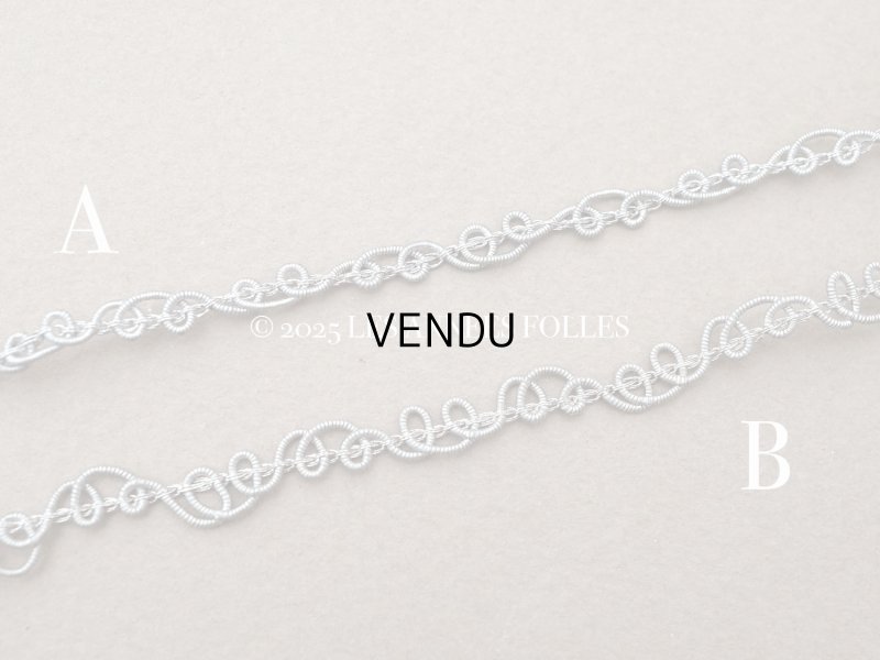 画像4: 1900年頃 アンティーク ドール用 極細 メタル製 トリム 3〜5mm幅  シルバー 