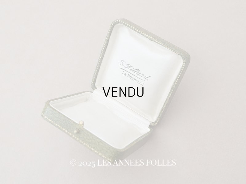 画像1: アンティーク ジュエリーボックス 金彩入り グリーン 