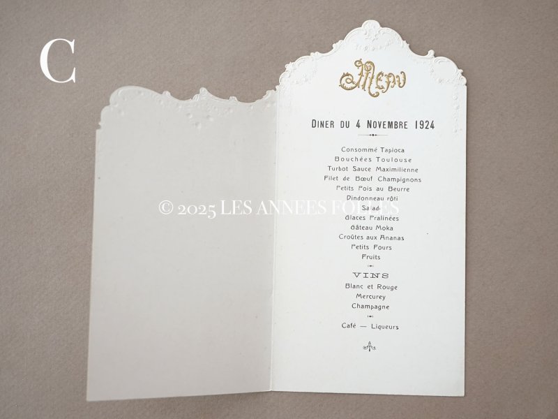 画像8: 1924年 アンティーク メニューカード  MENU 薔薇のガーランド ロカイユ装飾