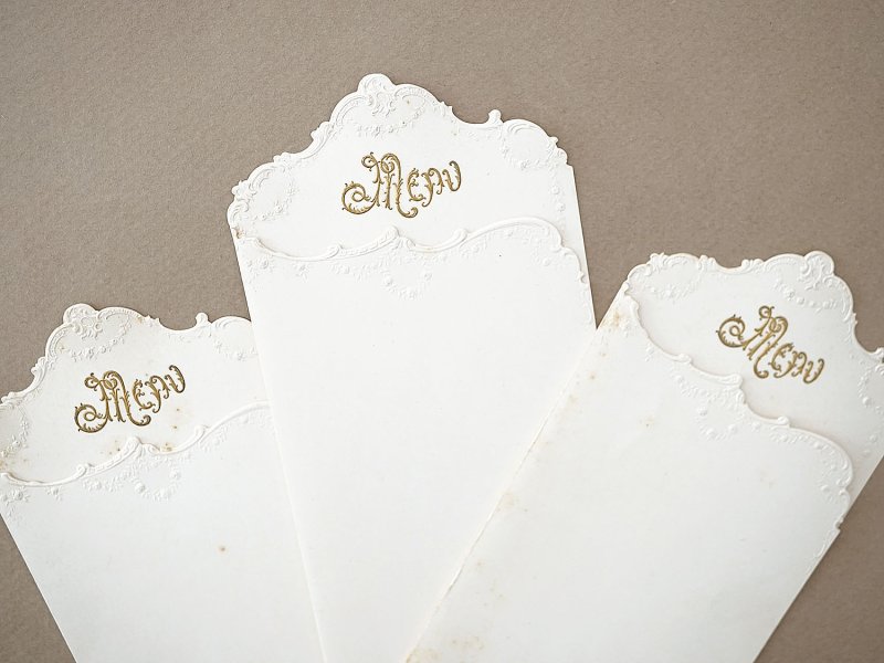 画像3: 1924年 アンティーク メニューカード  MENU 薔薇のガーランド ロカイユ装飾