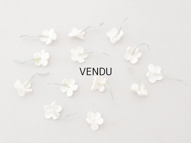 画像10: アンティーク 勿忘草 ベルベットの布花  アイボリー 13ピースのセット 14mm