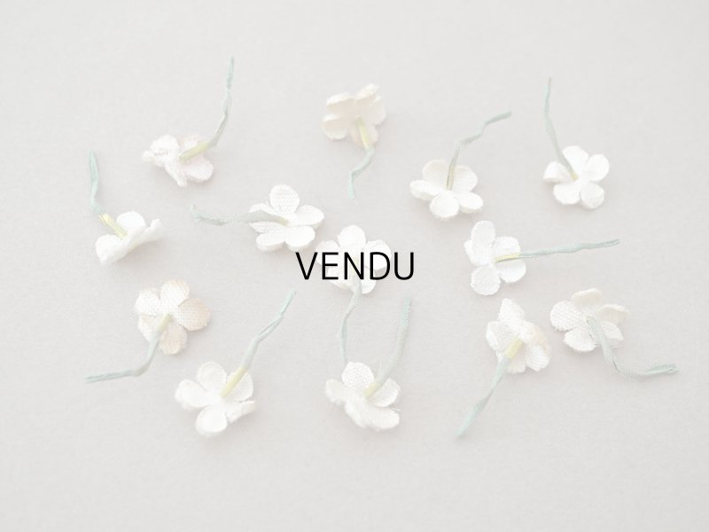 画像5: アンティーク 勿忘草 ベルベットの布花  アイボリー 13ピースのセット 14mm