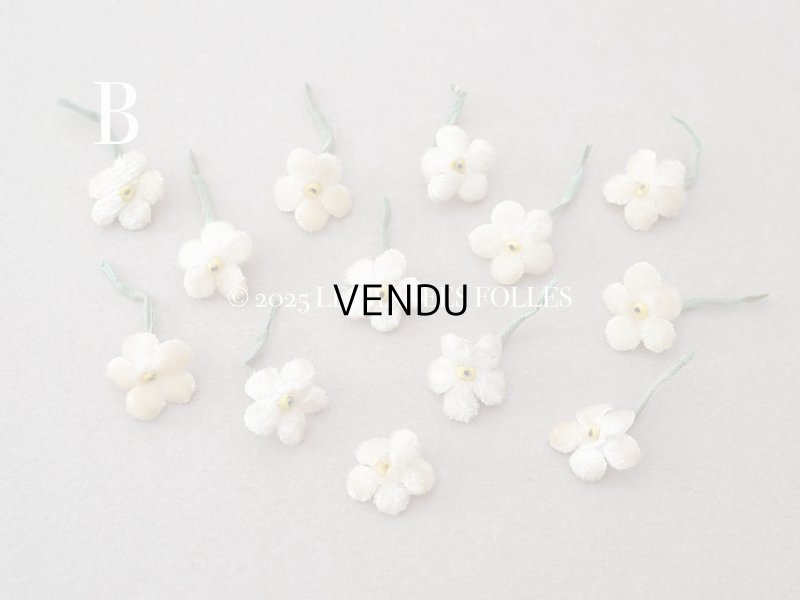 画像6: アンティーク 勿忘草 ベルベットの布花  アイボリー 13ピースのセット 14mm