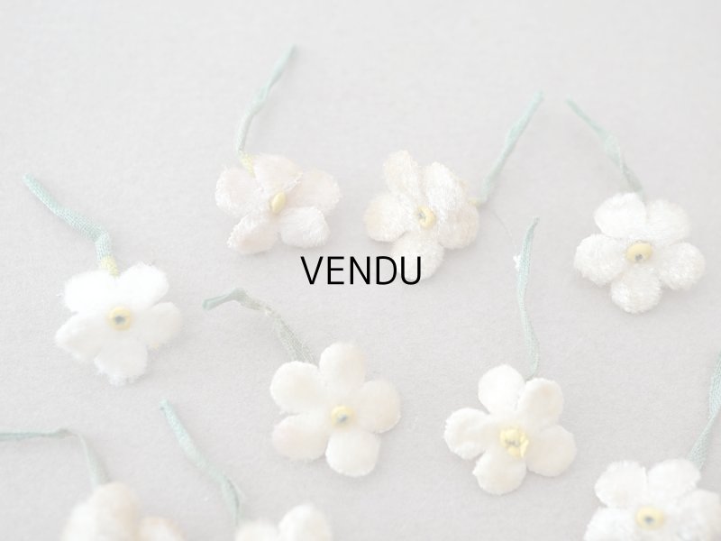 画像4: アンティーク 勿忘草 ベルベットの布花  アイボリー 13ピースのセット 14mm