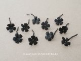 1850年頃 アンティーク シルク製 布花 黒 10ピースのセット 12mm モーニングボンネット用