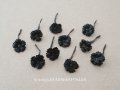 1850年頃 アンティーク シルク製 布花 黒 10ピースのセット 12mm モーニングボンネット用