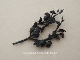 1850年頃 アンティーク シルク製 小さな布花 黒 モーニングボンネット用