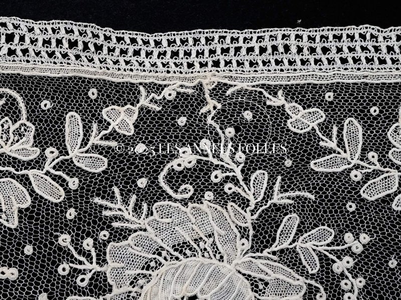 画像12: 【セール対象外】【クーポン対象外】19世紀末  アンティーク 幅広14〜15cm ポワンドローズ ニードルレース 3.4m ポワンドガーズ『ポワン・ド・ガーズ』『ポワン・ド・ローズ』 