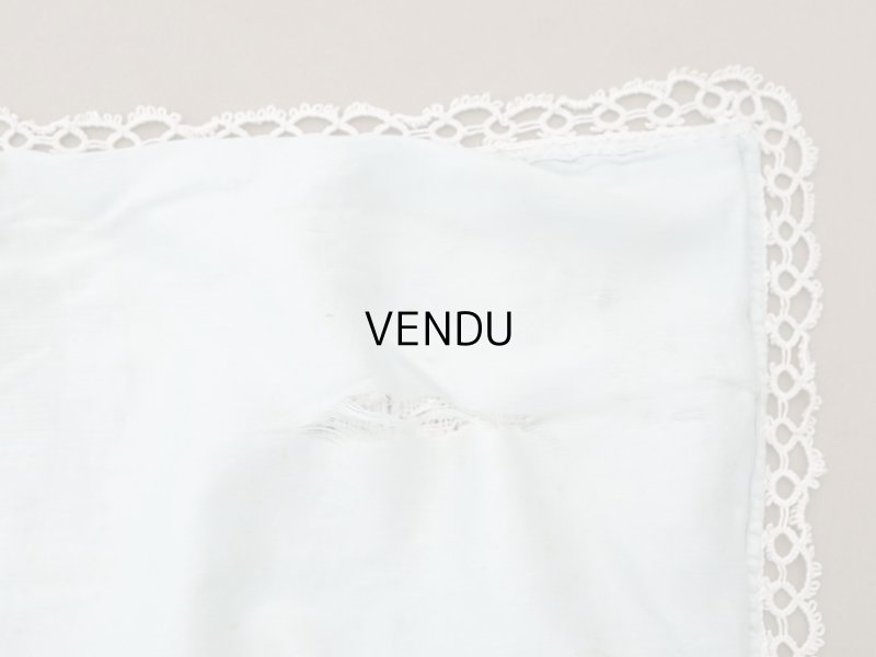 画像7: アンティーク ベビーベッドカバー  BEBE パウダーグリーンのシルクサテン＆フィレレース