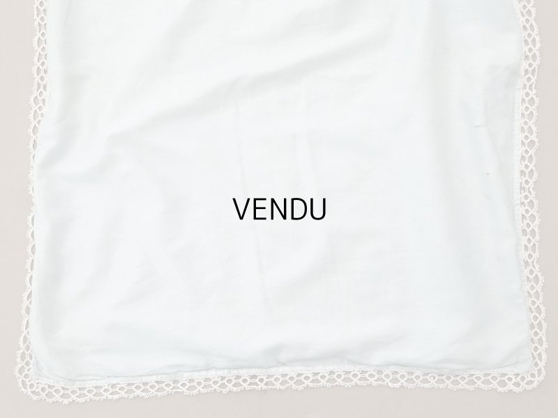 画像6: アンティーク ベビーベッドカバー  BEBE パウダーグリーンのシルクサテン＆フィレレース