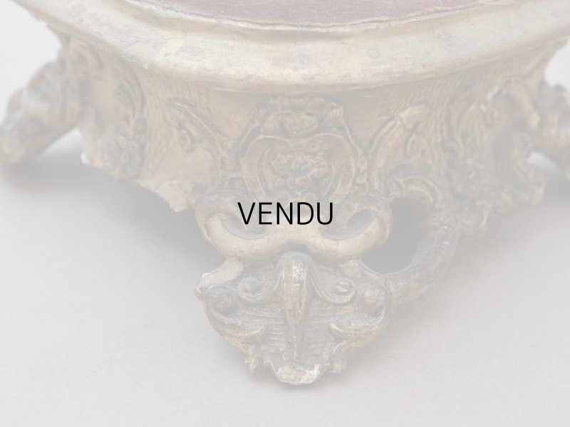 画像7: 19世紀 アンティーク ロカイユ装飾の台座 チョコレートブラウンのベルベット