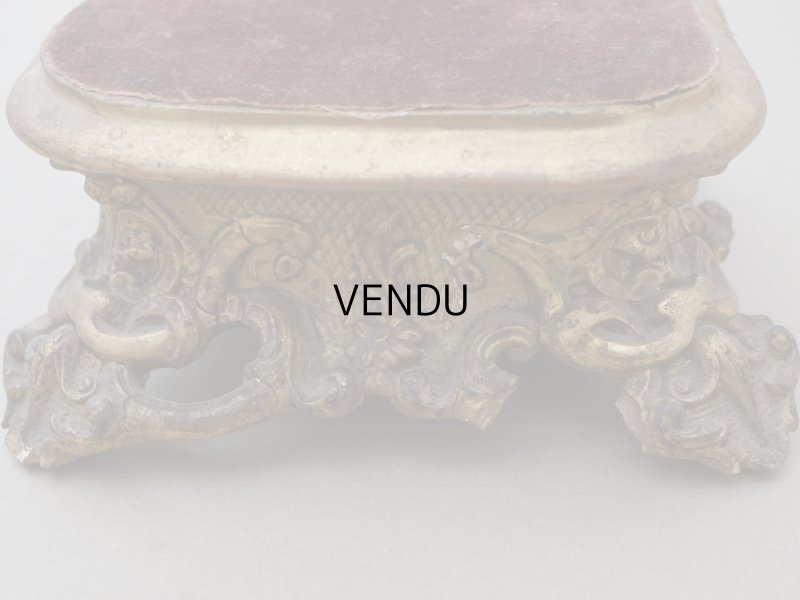 画像8: 19世紀 アンティーク ロカイユ装飾の台座 チョコレートブラウンのベルベット