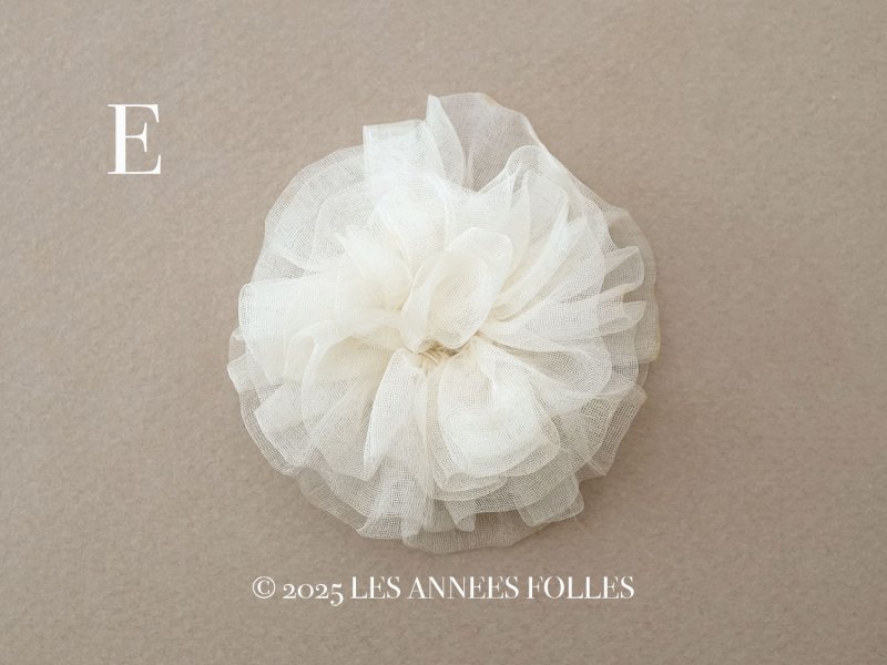 画像11: アンティーク シルクシフォン 薔薇の布花 オフホワイト