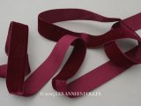 19世紀末 アンティーク シルク製 ベルベットリボン ボルドー 3.1m 幅28mm 