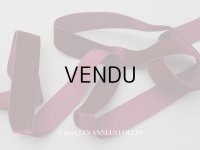 19世紀末 アンティーク シルク製 ベルベットリボン ボルドー 3.1m 幅28mm 