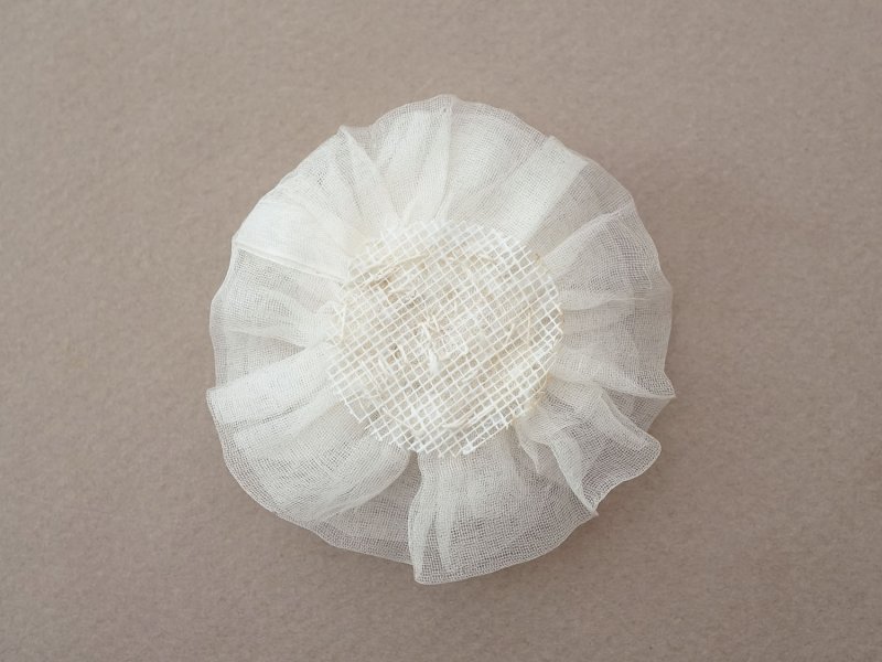 画像4: アンティーク シルクシフォン 薔薇の布花 オフホワイト