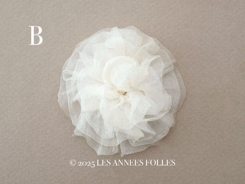 画像5: アンティーク シルクシフォン 薔薇の布花 オフホワイト