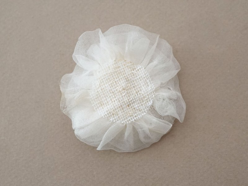 画像10: アンティーク シルクシフォン 薔薇の布花 オフホワイト