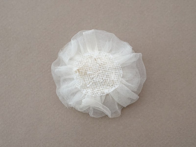 画像14: アンティーク シルクシフォン 薔薇の布花 オフホワイト