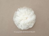 アンティーク シルクシフォン 薔薇の布花 オフホワイト