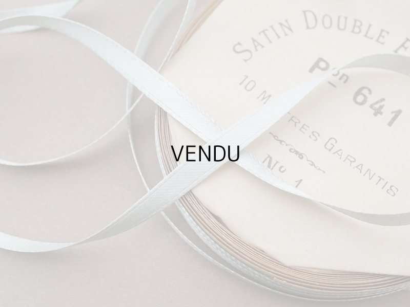 画像4: アンティーク 極細 サテンリボン 5mm幅 パウダーブルー 3.7m  SATIN DOUBLE FACE LINGERIE PON 641 N 2