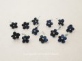 アンティーク ベルベットの小さな布花 勿忘草 ダークブルー 12ピースのセット