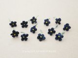 アンティーク ベルベットの小さな布花 勿忘草 ダークブルー 12ピースのセット