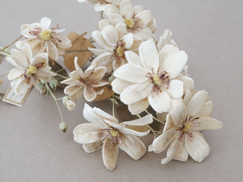 画像8: アンティーク 大きなブーケ シルクベルベットの布花 アイボリー ラベル付