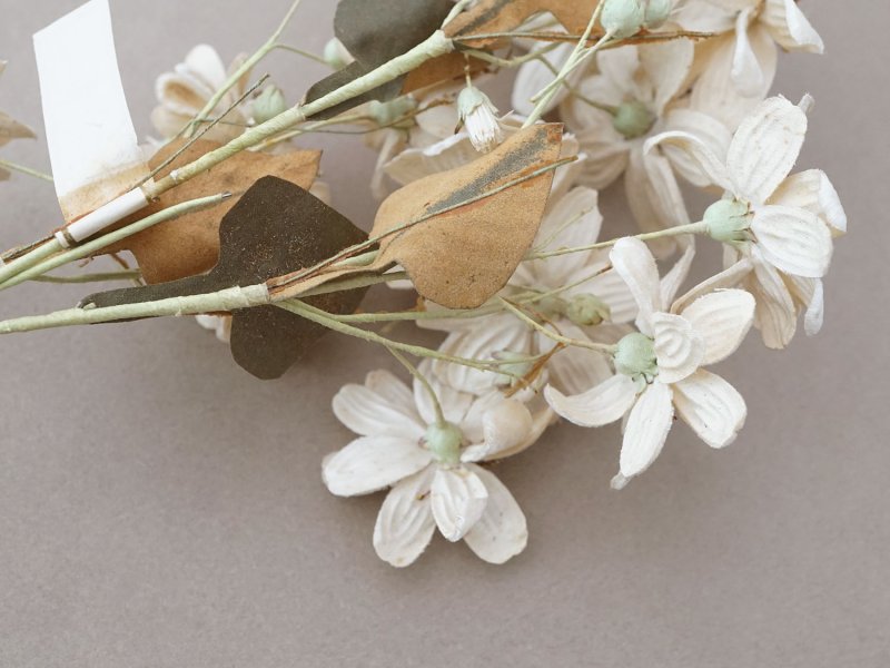 画像5: アンティーク 大きなブーケ シルクベルベットの布花 アイボリー ラベル付