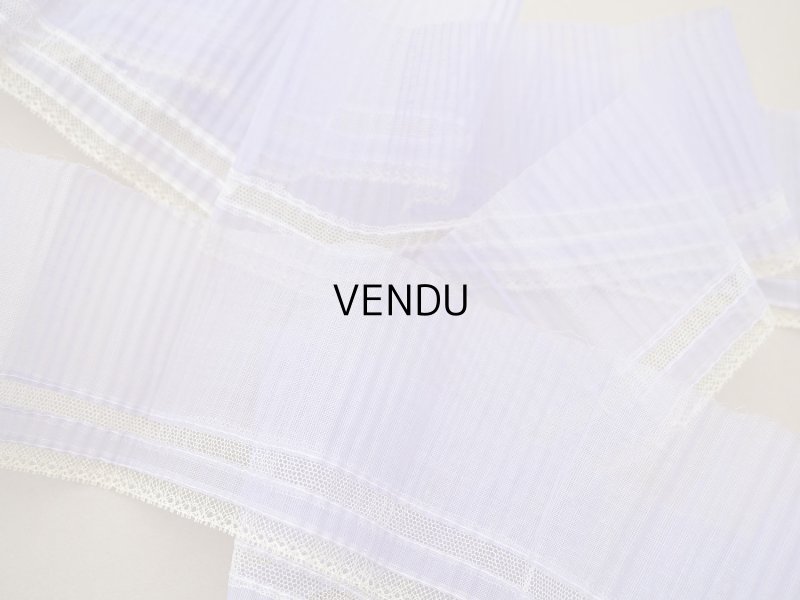 画像3: アンティーク 幅広 ドレスの裾  プリーツ入り レース付き 幅10.5cm ラヴェンダー コットンオーガンジー