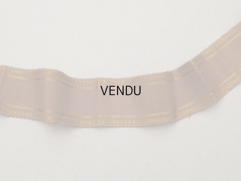 画像2: 19世紀 アンティーク シルク製 ピコットリボン ライン入り ブラウン シルクリボン 108cm