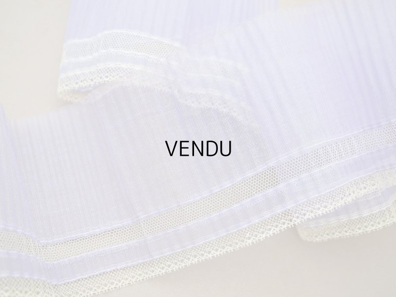 画像6: アンティーク 幅広 ドレスの裾  プリーツ入り レース付き 幅10.5cm ラヴェンダー コットンオーガンジー