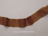 19世紀 アンティーク シルク製 ピコットリボン ライン入り ブラウン シルクリボン 108cm